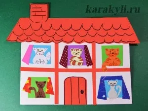 Кішка на віконці - аплікація з паперу для дітей 6-8 років, каракулі (аплікація) Кішка на віконці - аплікація з паперу для дітей 6-8 років, каракулі