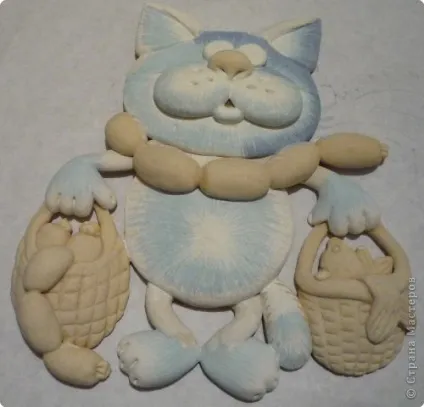 Кот з авоськами з солоного тіста (мордочці виконати рельєф) Кот з авоськами з солоного тіста