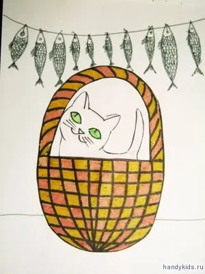 Аплікація кошеня в кошику