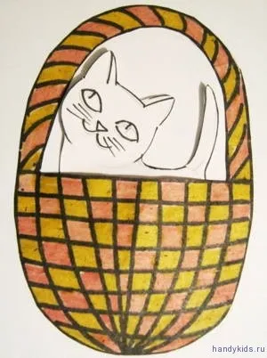 Аплікація кошеня в кошику