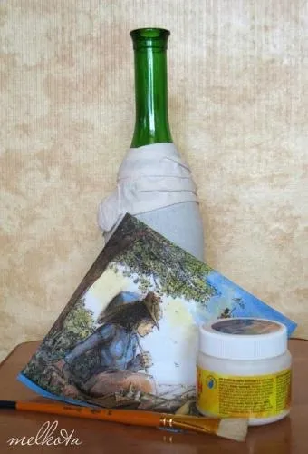 Декупаж - сайт любителів декупажу, декор пляшки тканиною з декупажем (декупажу) Декупаж - сайт любителів декупажу, декор пляшки тканиною з декупажем