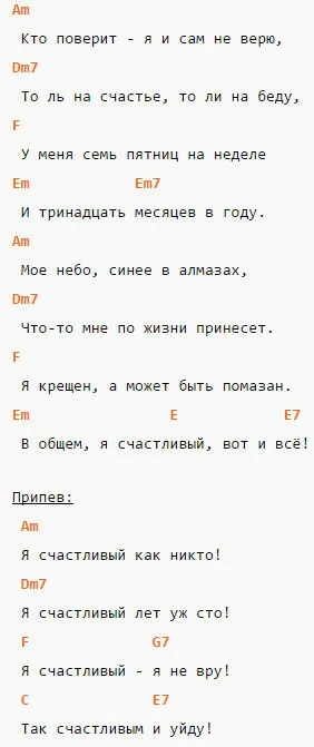 Лепс - я щасливий - акорди на гітарі, таби, акорди пісень (лепс) Лепс - я щасливий - акорди на гітарі, таби, акорди пісень