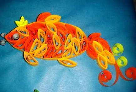 Imagine - Goldfish - Quilling tehnica master class cu pas cu pas fotografii