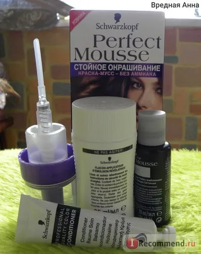 vopsea de par Schwarzkopf mousse perfecta - «prima mea experiență în pictură app păr 465- ciocolată