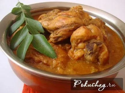 pui curry în rețetă indiană cu o fotografie