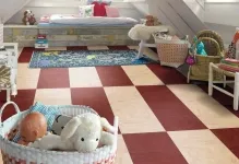 Podelele în camera de pepinieră pentru copii laminat, pardoseli linoleum și moale imagine, cald, și modul în care