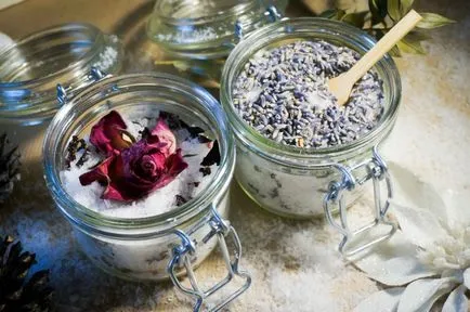 Karácsonyi ajándékok a kezüket habzó aromafürdő só - la lavanda