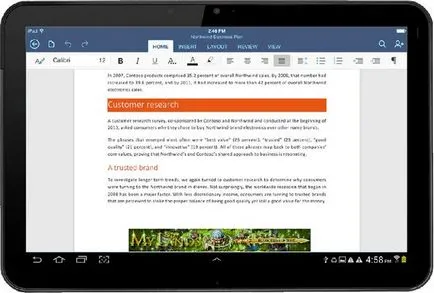 Office dokumentumok Android és a velük dolgozó