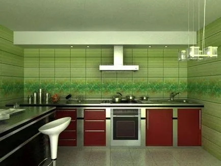 Декорация на стените на кухнята в снимката на