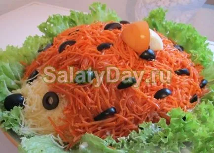 Saláta Hedgehog - az eredeti terv finom receptek fotókkal és videó