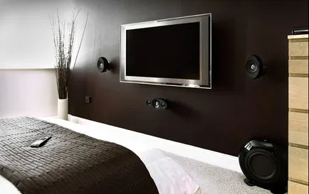 Pat cu un televizor la ce înălțime să stea în cameră, peretele sub televizor înainte