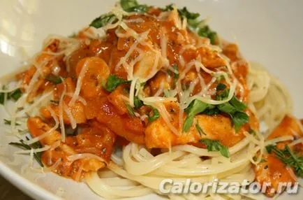 Spaghete cu carne de pui in sos de tomate - calorii, compoziția, descrierea