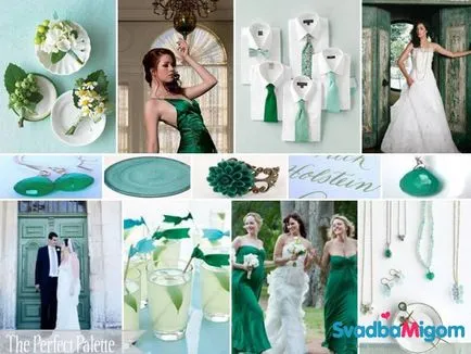 Сватба в изумрудено зелени дизайн снимки