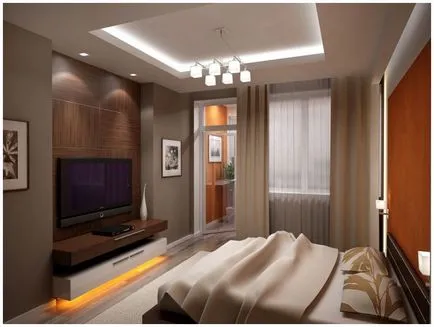 TV în dormitor (foto), designul interior