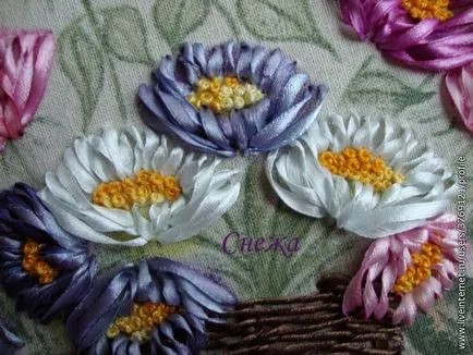 panglici de broderie asters într-un coș