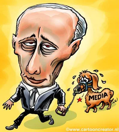 Western karikatúrái Putyin és Medvegyev, blog tolmács