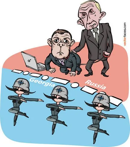 Western karikatúrái Putyin és Medvegyev, blog tolmács
