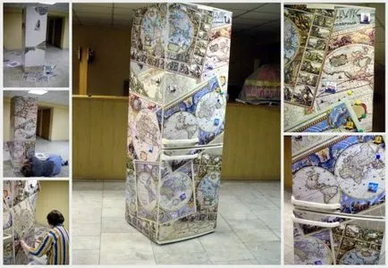 hűtőszekrény kezüket Decoupage szalvéta kép és leírás