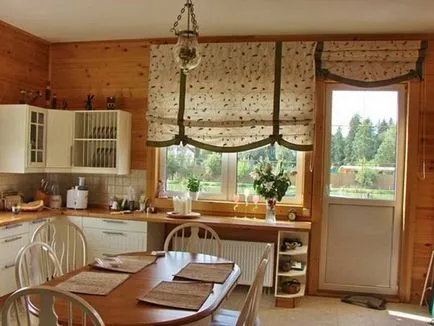Függöny tervezési ötletek a konyhában fénykép, függöny modell belsejében egy kis konyha, új elemek a kezüket,