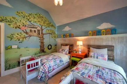 A freskók a belsejét a lakás, modern ötleteket díszítésére a falakat a fotó