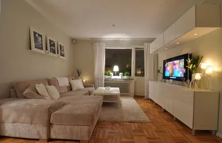 Interior camera de zi bej, design podea, pereți și tavan, o combinatie frumoasa de albastru, turcoaz,