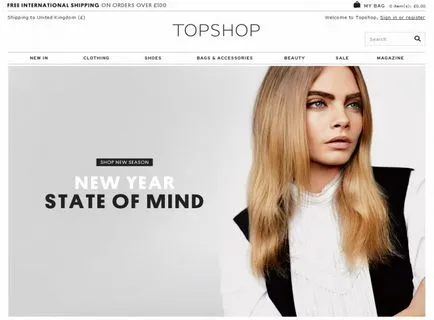 Topshop vásárolni ruhát a hivatalos honlapján online áruház az Egyesült Királyságban