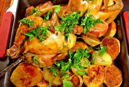 Курка гриль з картоплею (курка гриль з картоплею) Курка гриль з картоплею