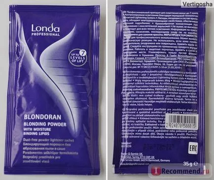 Decantore pentru păr Londa pulbere blonding - «Londa pentru totdeauna! Un decantor buget bun,