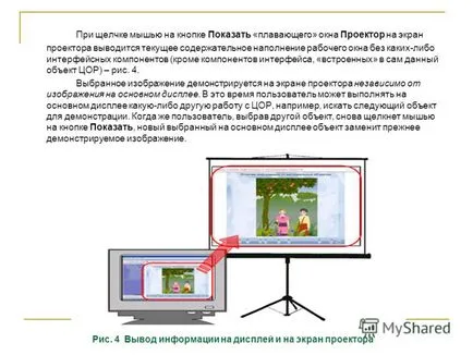 Prezentarea privind încheierea de aghiotanți pe ecran de vizualizare mediaproektor COR