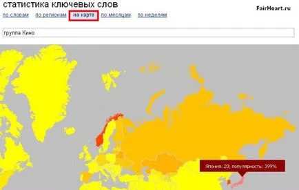 Statisztikák kulcsszavak Yandex
