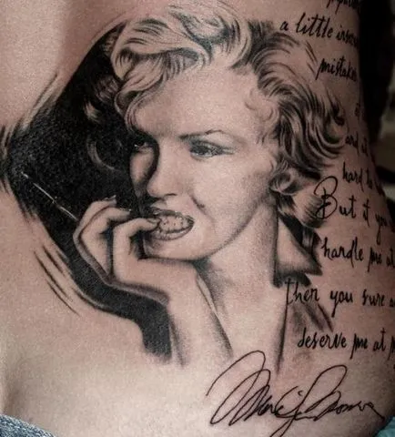 Татуировка Мерилин Монро - което означава, снимки и скици татуировка