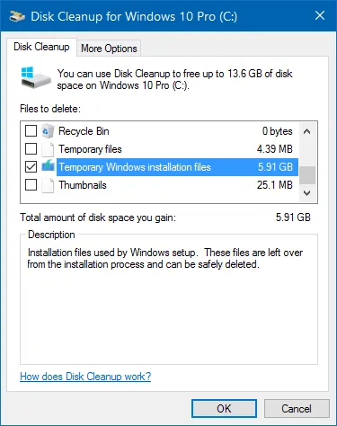 Изтриване на временните файлове в Windows Installer прозорци 10