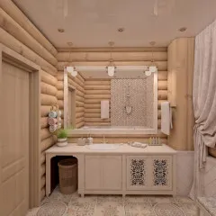 Baie într-o izolație casa, decor și echipamente din lemn camere