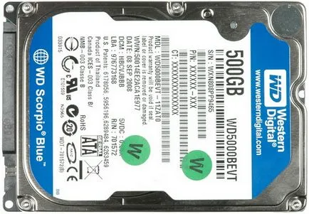 Wd Scorpio Blue 500 GB (wd5000bevt), тест и преглед