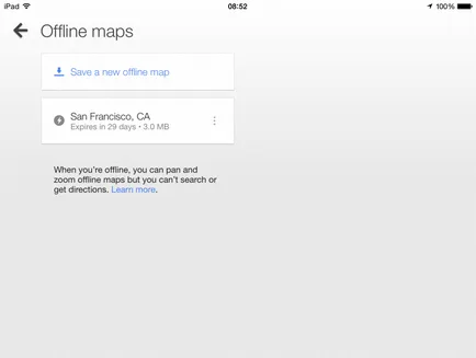 A Google Térkép alkalmazás is mentheti offline térképek