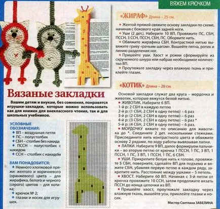 semne de carte tricotate pentru diagrame cărți de croșetat, descrieri, microni Video - 26 variante