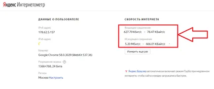 Yandex internetometr - verifica viteza conexiunii de rețea