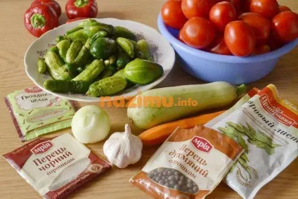 Мариновані огірки, помідори і кабачки асорті - рецепт на зиму з фото (помідори) Мариновані огірки, помідори і кабачки асорті - рецепт на зиму з фото