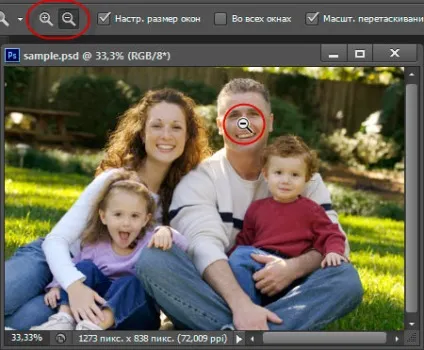 Масштабування і панорамування зображень в photoshop