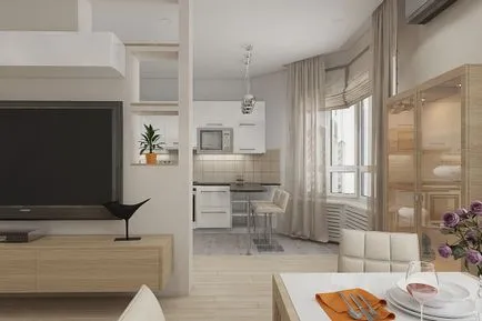 Design projekt a két hálószobás lakás 70 négyzetméter - belsőépítészet