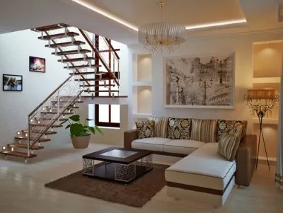Nappali lépcső a második emeleten konyha kialakítási lehetőség, belső fotó
