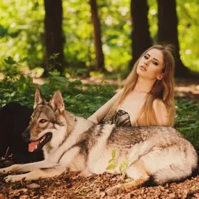 Fetele vis despre single-volkah- si o viata reala cu un câine în lesă
