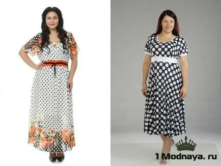 Divat ruha pöttyös az elhízott nőknek (40 fotó)