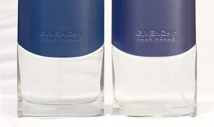 Сравняване на оригинала и фалшиви Givenchy Pour Homme на синия етикет, сравнение на оригинала и фалшификата