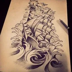 Tetoválás hajó értéke, 42 fényképek, vázlatok