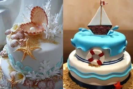 Cake egy tengeri stílusban - fénykép ötletek, esküvői A-tól Z-ig