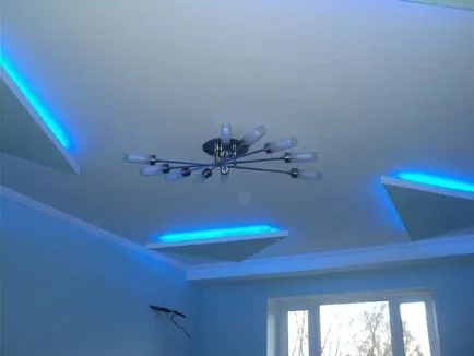 Точкові світильники для гіпсокартонних стель з підсвічуванням, фото, вбудовані своїми руками,