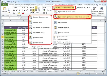 Formatarea condițională în Excel