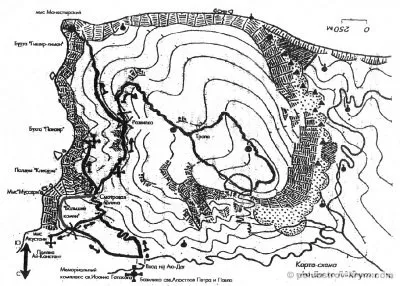 Ayu-Dag (Bear Mountain), hegyek, völgyek, hegyi legelőn, Tracts, Krím épületek