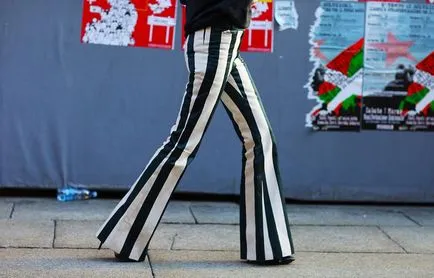 Pantaloni cu dungi verticale și orizontale femei să poarte cu largă clasic